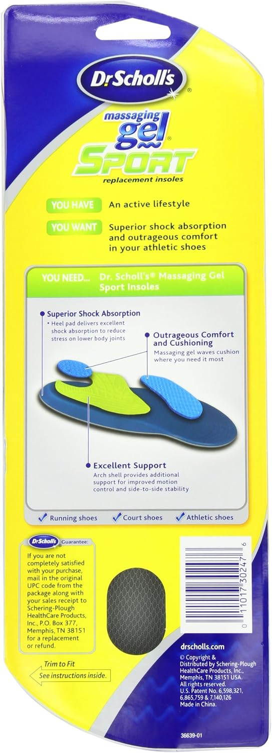 Dr. Scholl's athletic shoe inserts pair layout for women sizes 6 to 10