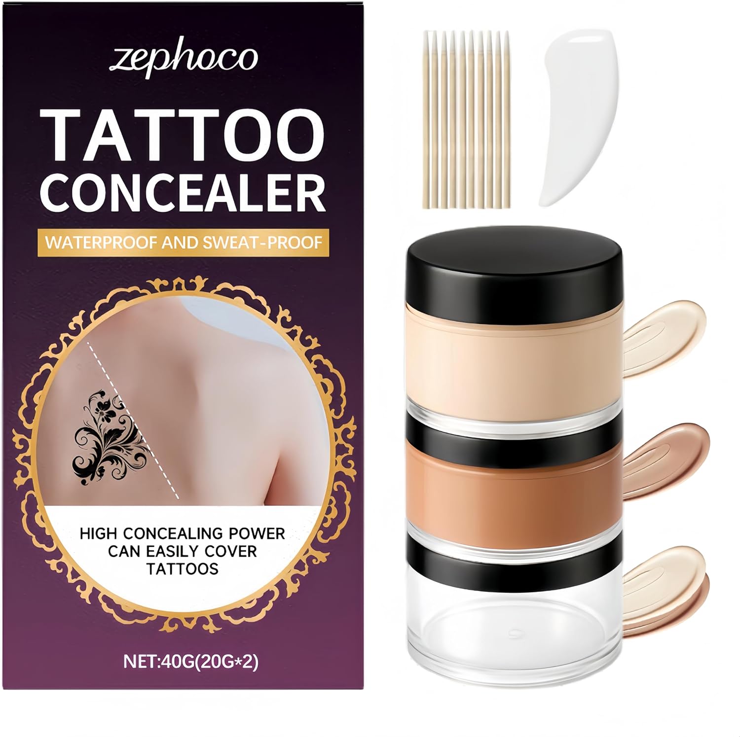 Jyovqxf full coverage tattoo cover up cream set front view