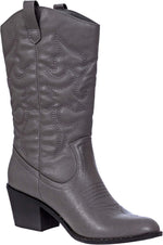 Cowboy Boots for Women Mid-Calf Boot Embroidered Stiching Western Cowgirl Boots Low Stacked Heel - Image 15