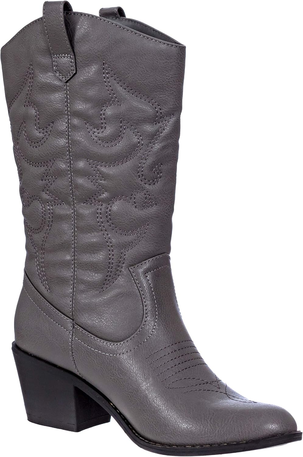 Cowboy Boots for Women Mid-Calf Boot Embroidered Stiching Western Cowgirl Boots Low Stacked Heel - Image 15