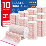 AZEN Premium Elastic Bandage Wrap 10 Pack front view showing 3 inch rolls.