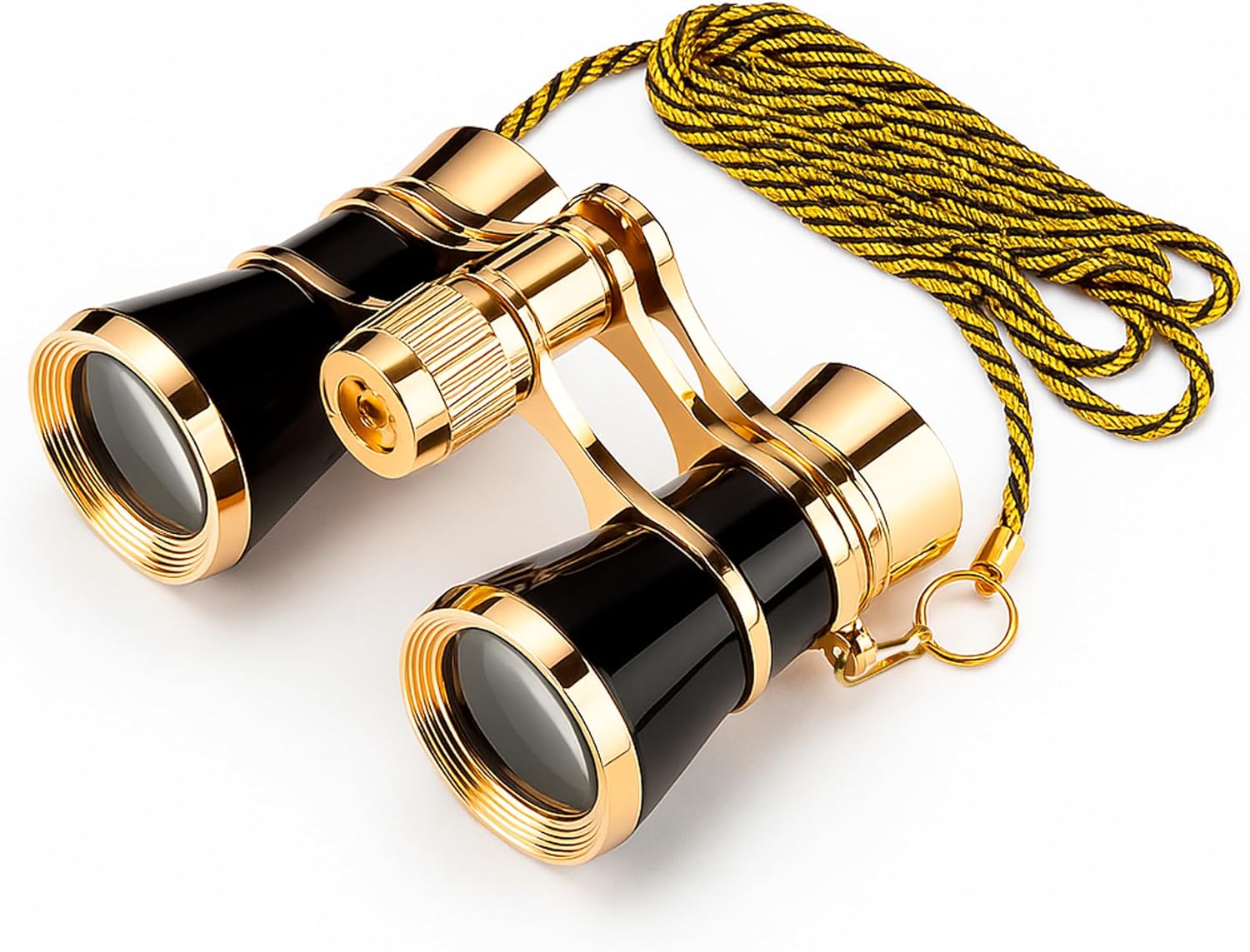 HQRP 3x25 opera glasses front view showing black frame and gold trim finish