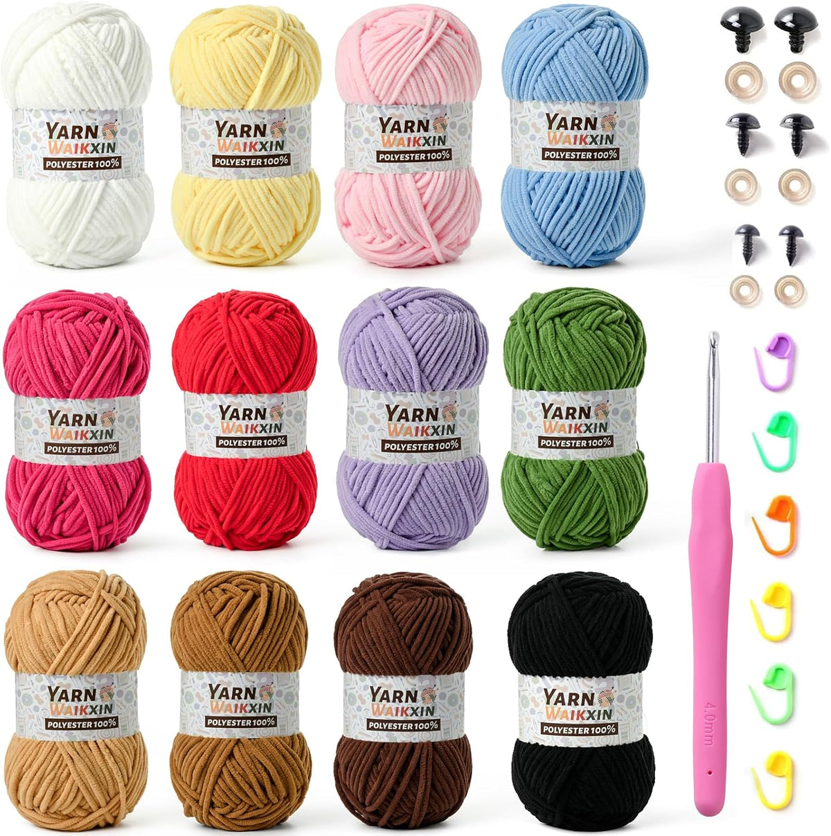 12 Pack Fluffy Chunky Chenille Yarn for Crocheting, Baby Yarn for Crocheting Soft Blanket, 600g (787yds) Bulky Yarn Set for Crochet Amigurumi & DIY Crafts B - Image 11