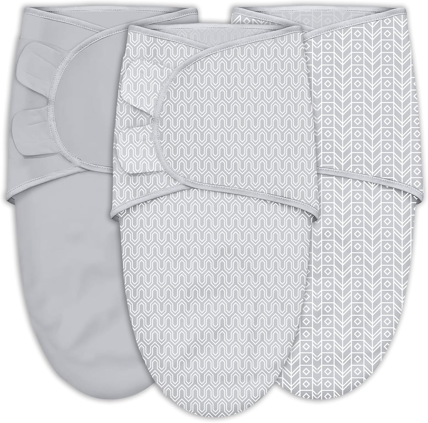 Sweet Dolphin 3-Pack Baby Swaddle Sleep Sacks front view grey