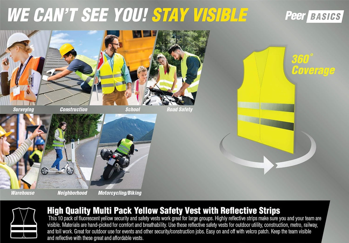 PeerBasics safety vest side profile reflective view