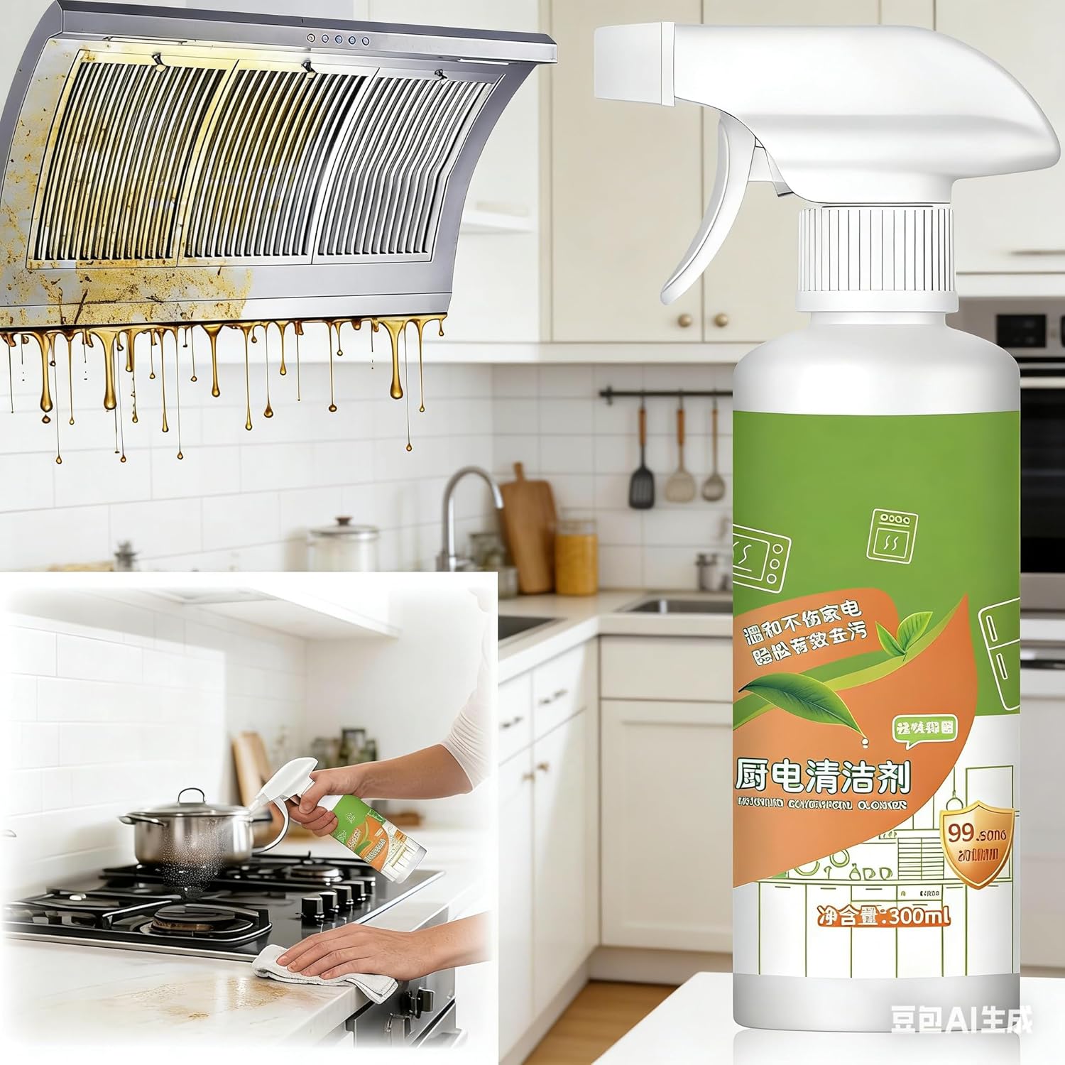 Hyginexh electrolyzed ion kitchen cleaner spray bottle front view