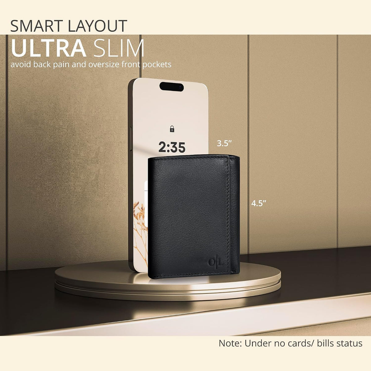 Oak Leathers minimalist wallet featuring clear ID window