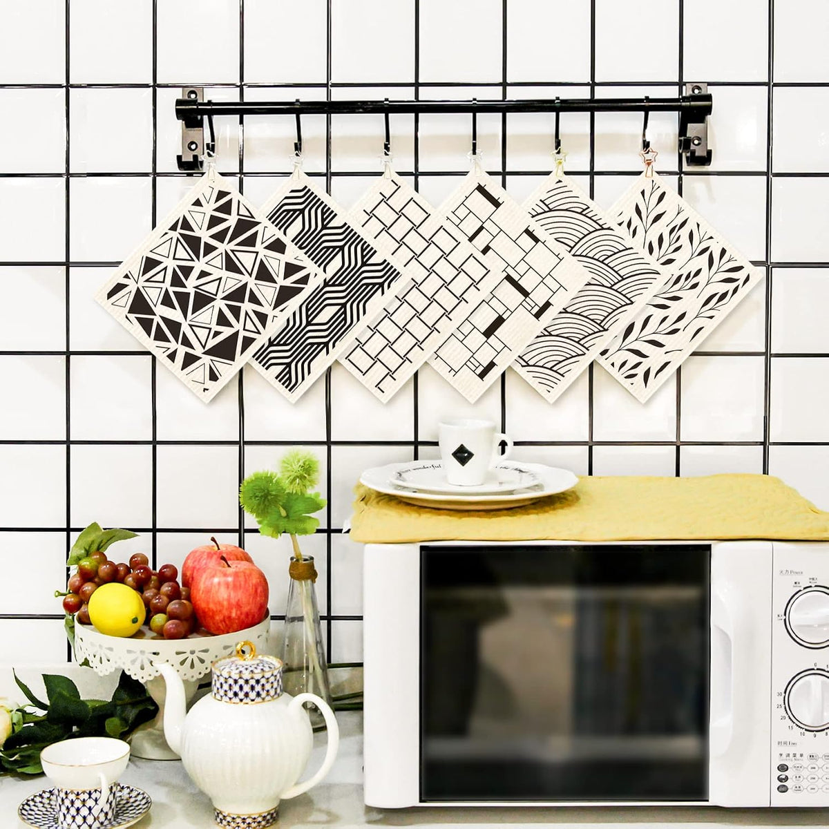 Quick-drying kitchen dish cloth stacked in a set