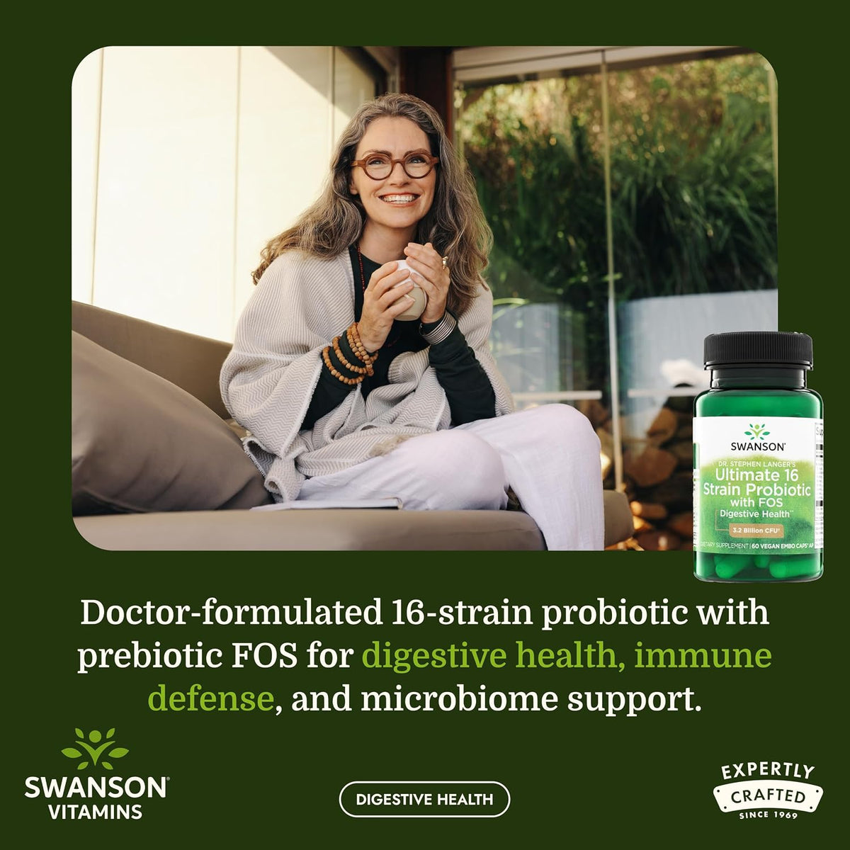 Swanson Dr. Langer's 16-Strain Probiotic with Prebiotic FOS for Gut Health - Image 2