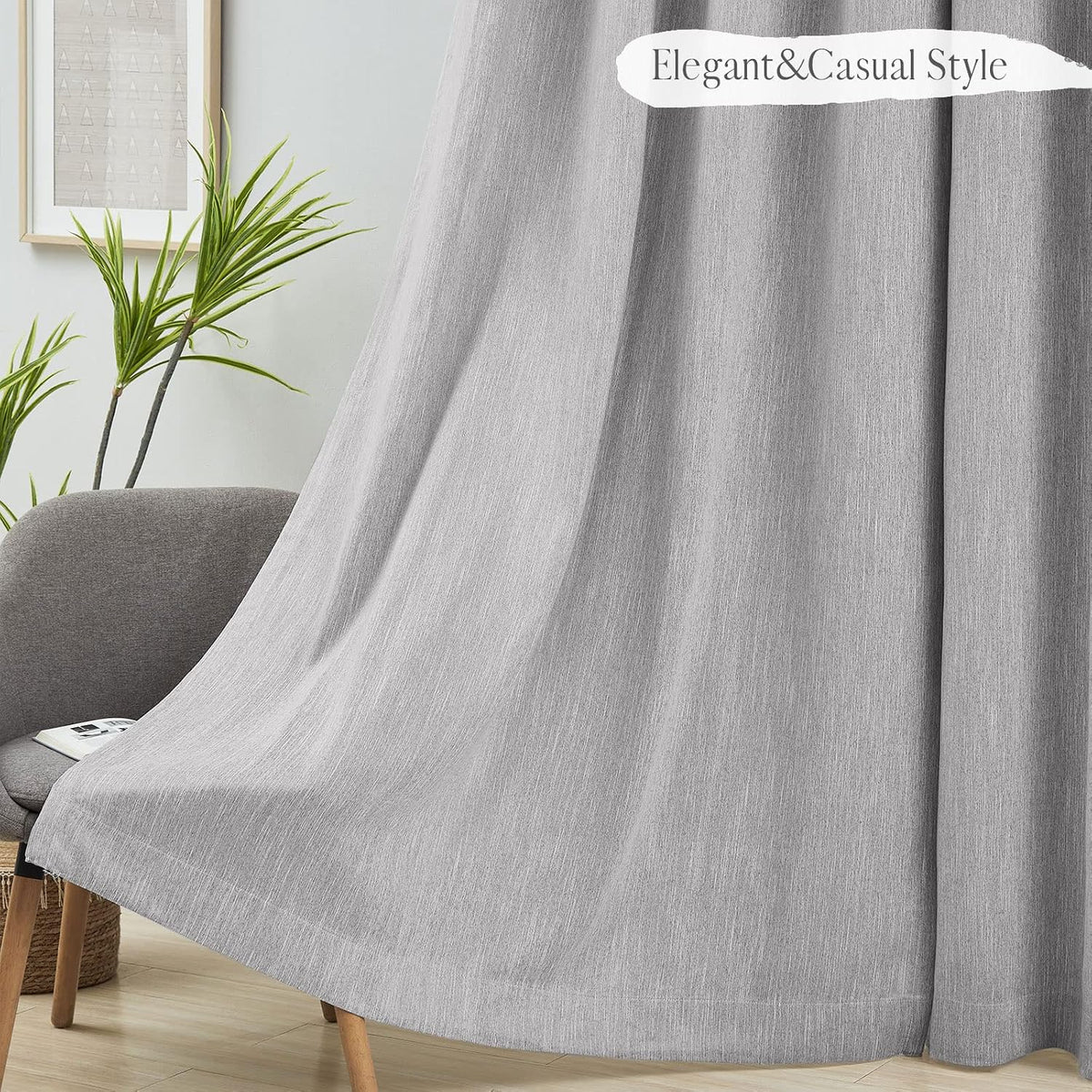 Sliding glass door styled with wide blackout thermal drapes