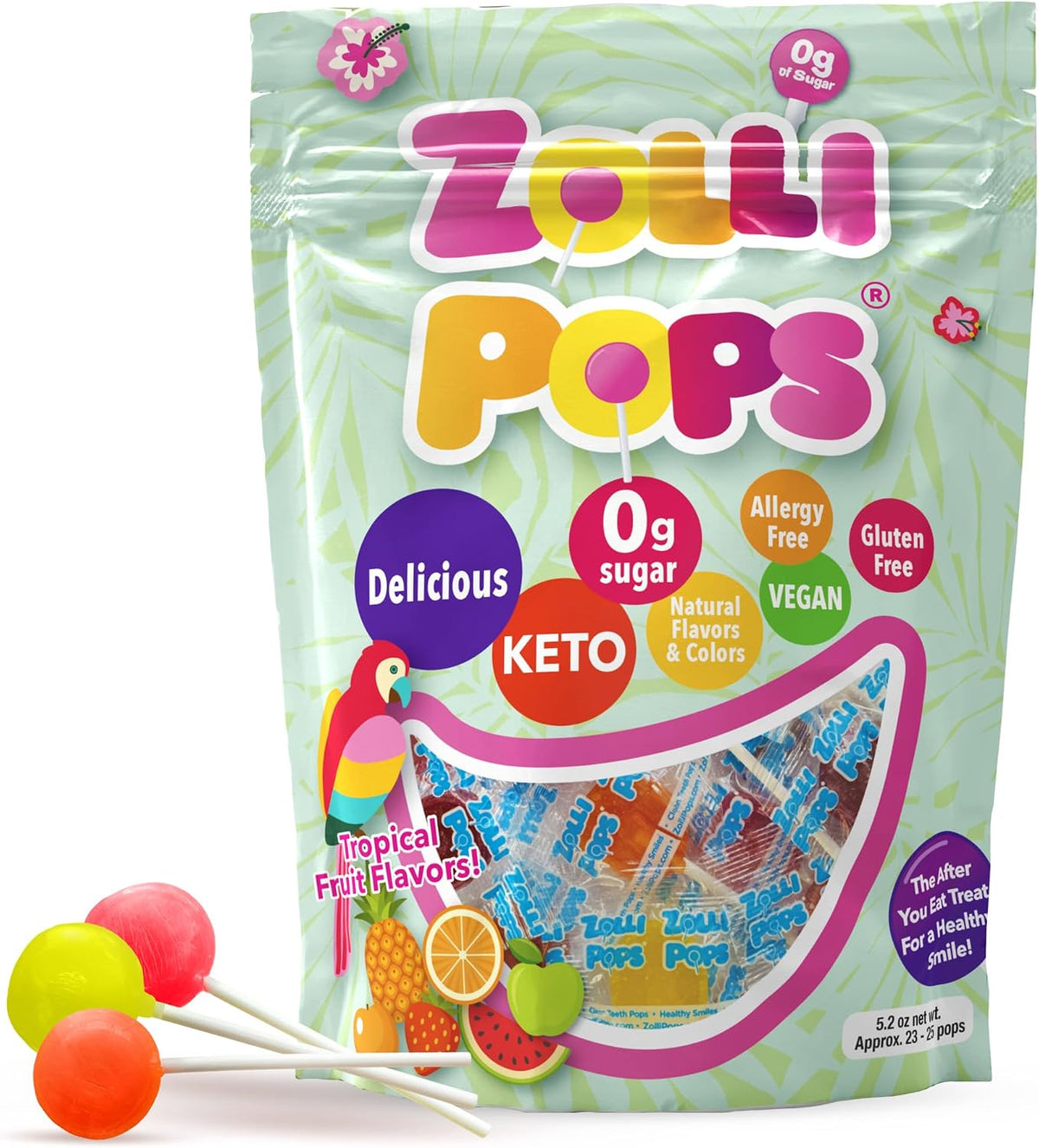 Zollipops Clean Teeth Pops Sugar Free Candy with Xylitol, Dye-Free Lollipops - Keto & Diabetic-Friendly, Dentist-Approved Treats for Kids (Natural Fruit Flavors, 1lb Tub) - Image 13