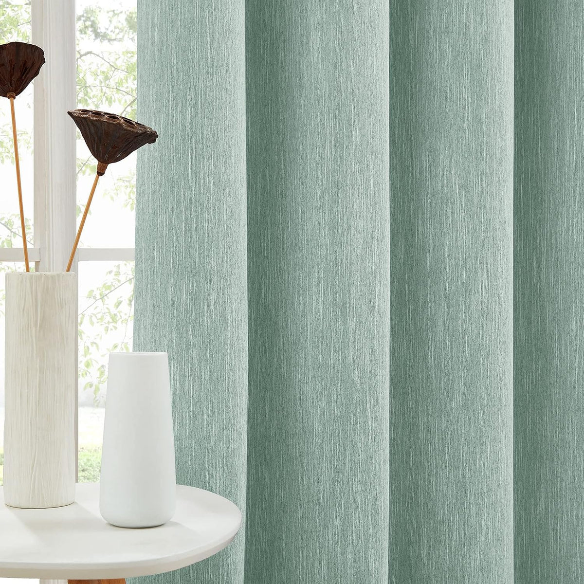 Melodieux Elegant Cotton Wide Blackout Curtains for Sliding Glass Door Living Room Thermal Insulated Grommet Drapes, 100 by 84 Inch, Grey (1 Panel) - Image 14