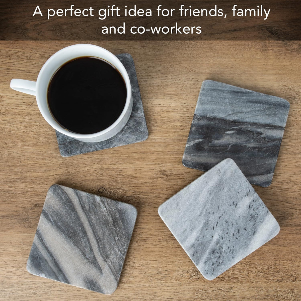 Thirstystone marble coasters displaying unique veining pattern