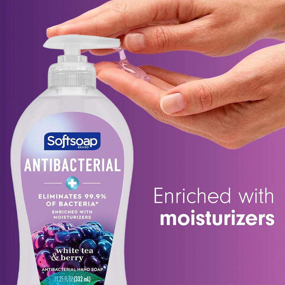 Softsoap hand soap bottle label showing 11.25 fluid ounce size