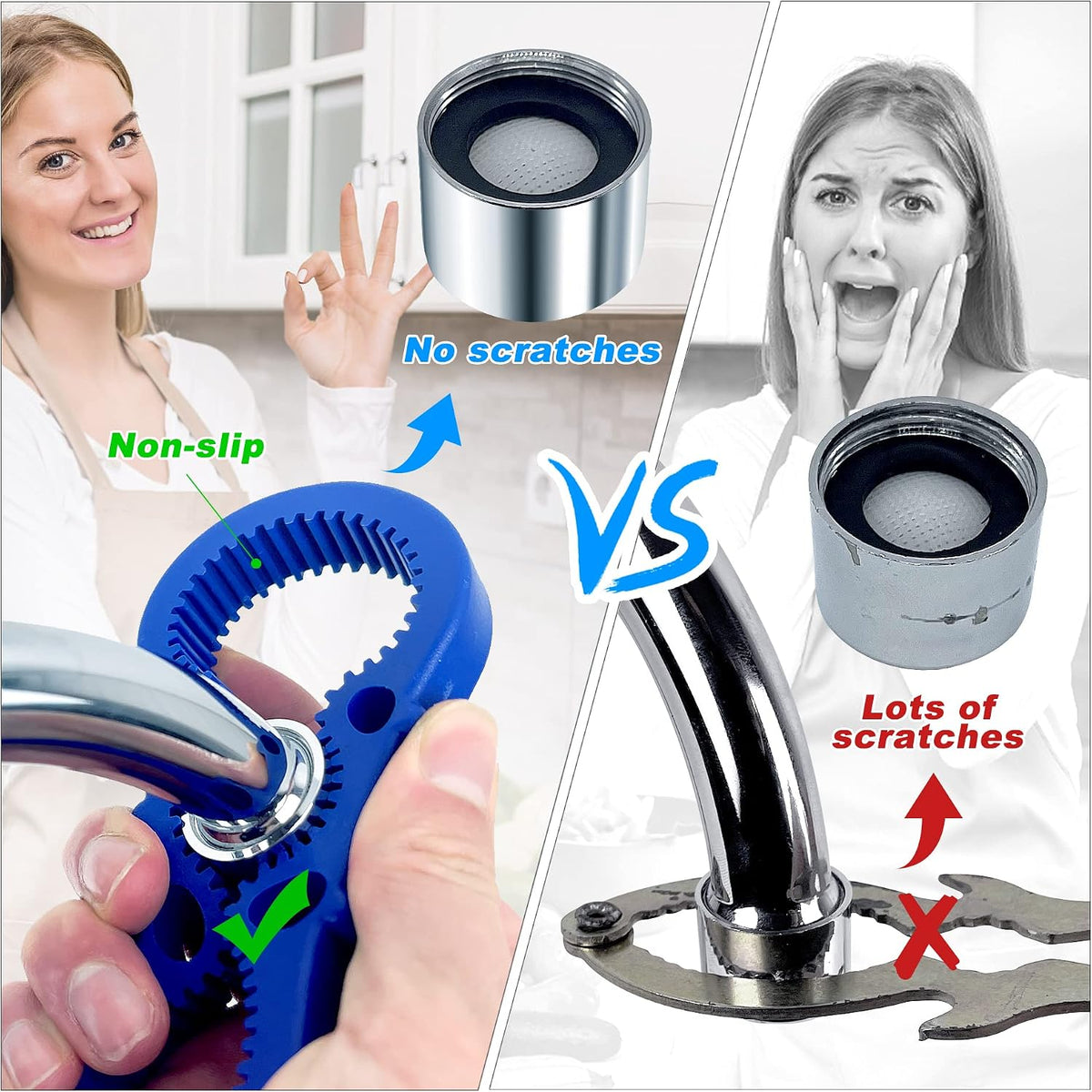Faucet Wrench with Aerator Removal Tool - Replacement C cached Aerators for Sink M 16, 18, 21, 24 mm - Image 4