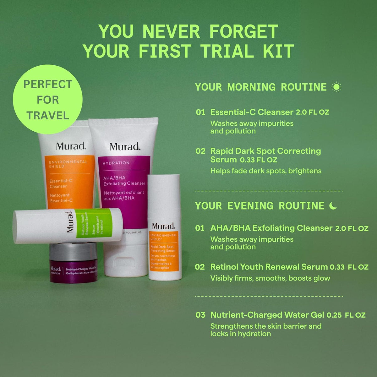 Murad AHA BHA exfoliating cleanser and essential C cleanser tubes