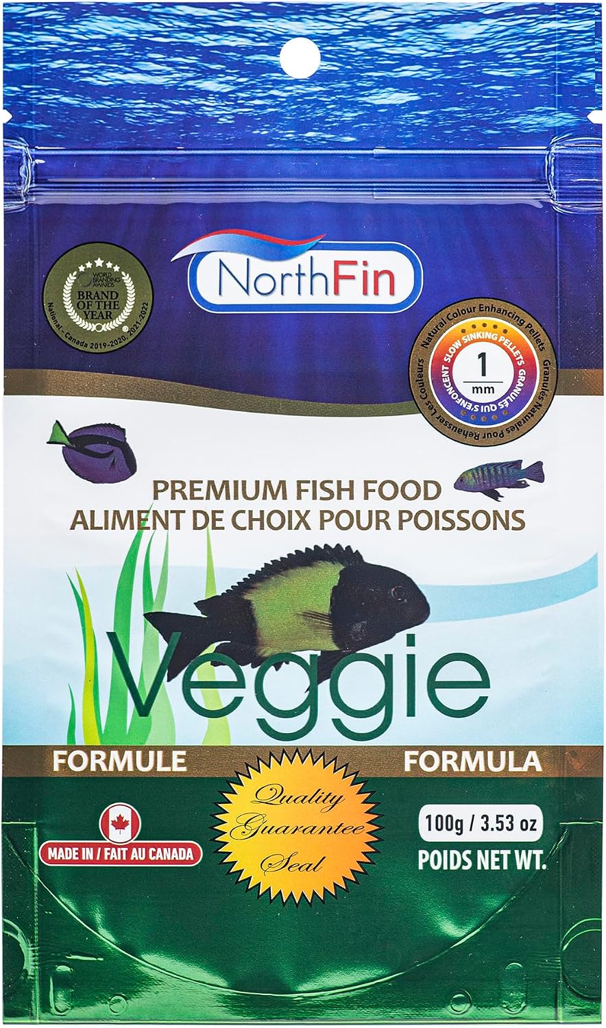 Northfin veggie fish food front view packaging