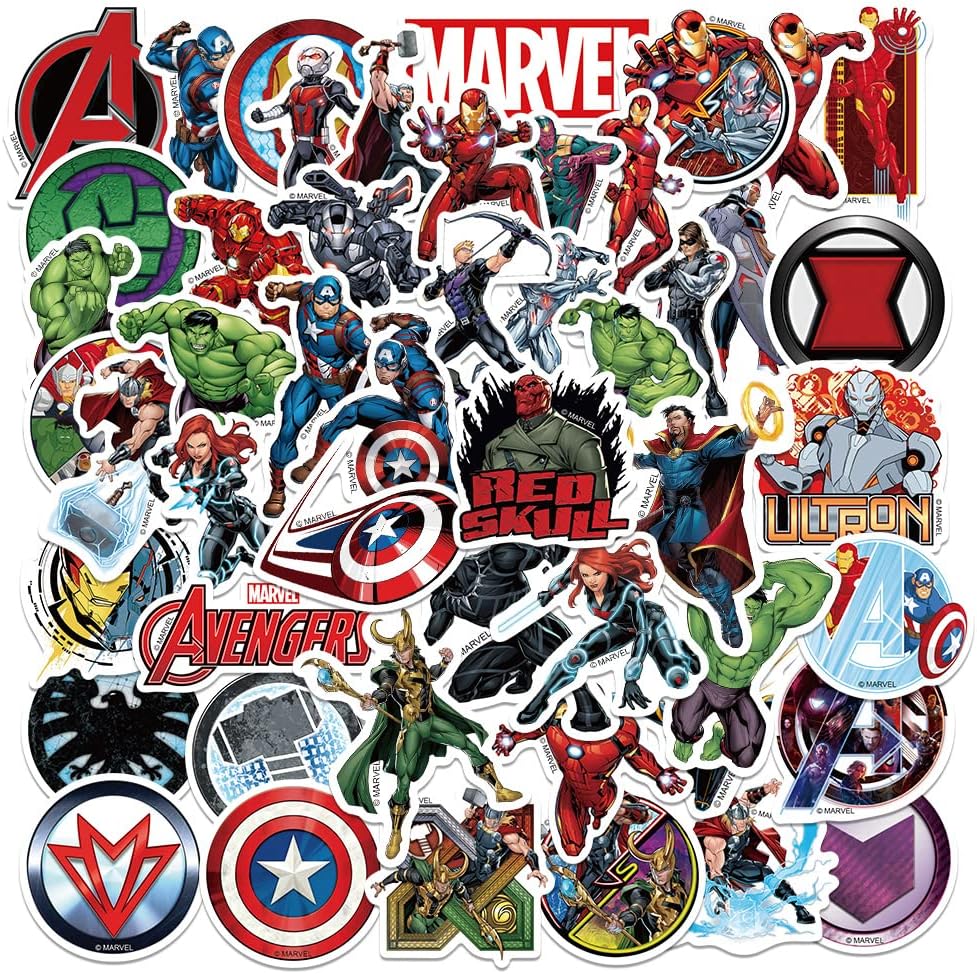 RetroRingPop 50 Pieces Superhero Stickers front view vinyl decals