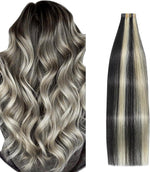 Aison Jet Black Tape in Hair Extensions Human Hair 18 Inch 40G Invisible Real Human Hair Extensions 20 Pcs/Package - Image 10