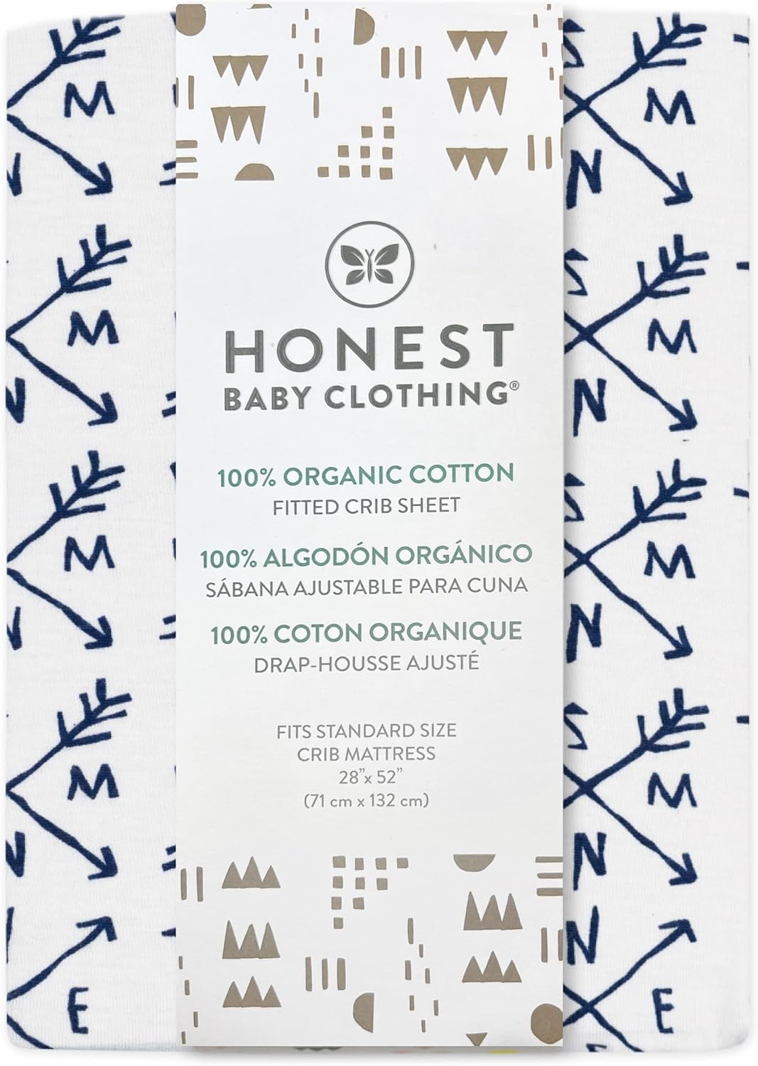 HonestBaby crib sheet compass pattern close up