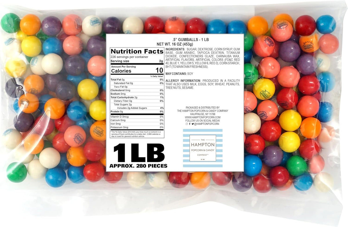 The Hampton Popcorn Company Bubble Gum bulk packaging highlighting five hundred sixty pieces of candy refills