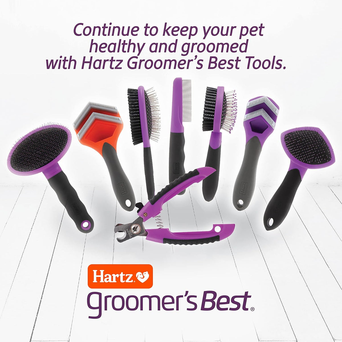 Hartz pet grooming bundle packaging showcasing suitability for all dog coat types