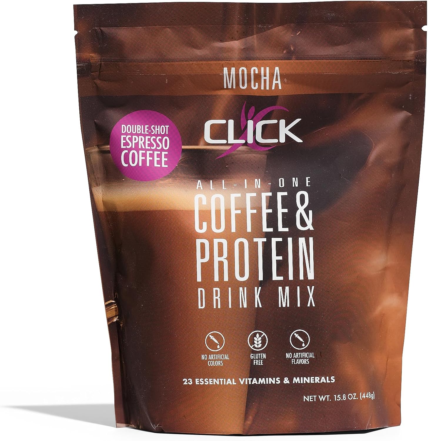 Click Mocha Coffee Protein Powder all in one meal replacement drink mix