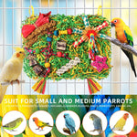 Parakeet shredder cage accessory with bamboo finger traps and rattan stars