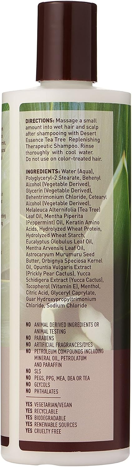Desert Essence Tea Tree Conditioner texture and ingredients overview