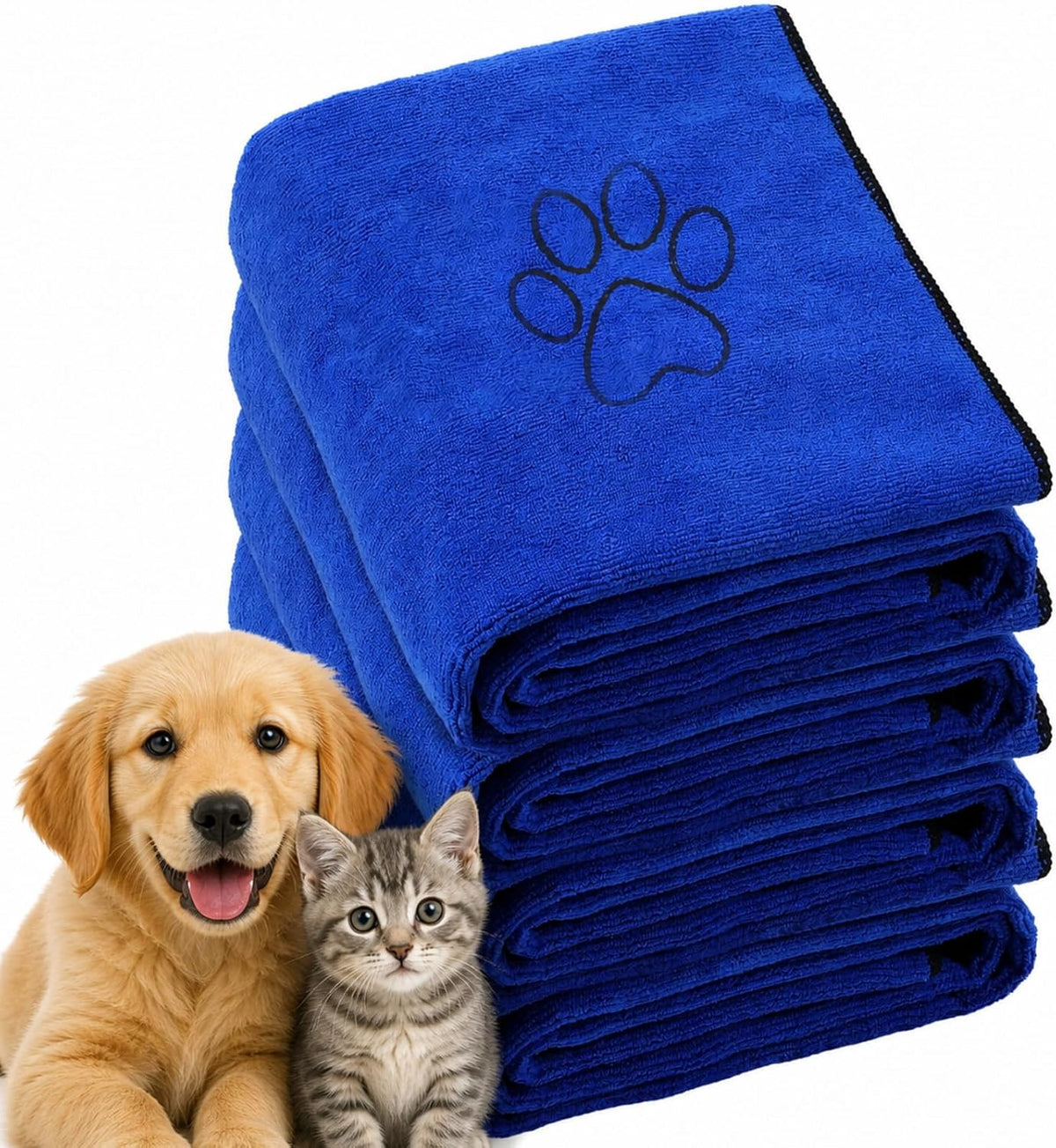 Chumia 4 Pack Dog Towels for Drying Large Microfiber Grooming Tools Absorbent Soft Bath Supplies with Embroidered Paw for Small Medium Pet Products(16 x 32 Inch,Gray, Black) - Image 10