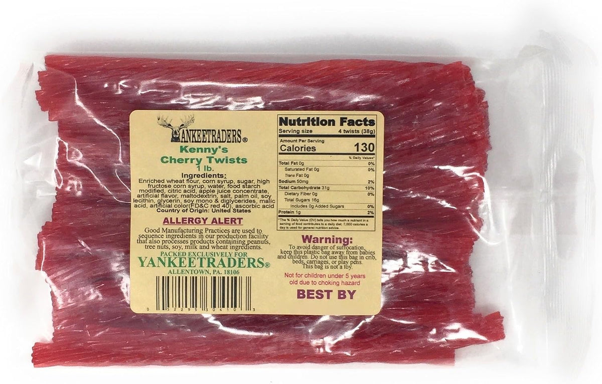 Kenny's brand watermelon licorice sticks arranged neatly for snacking display.