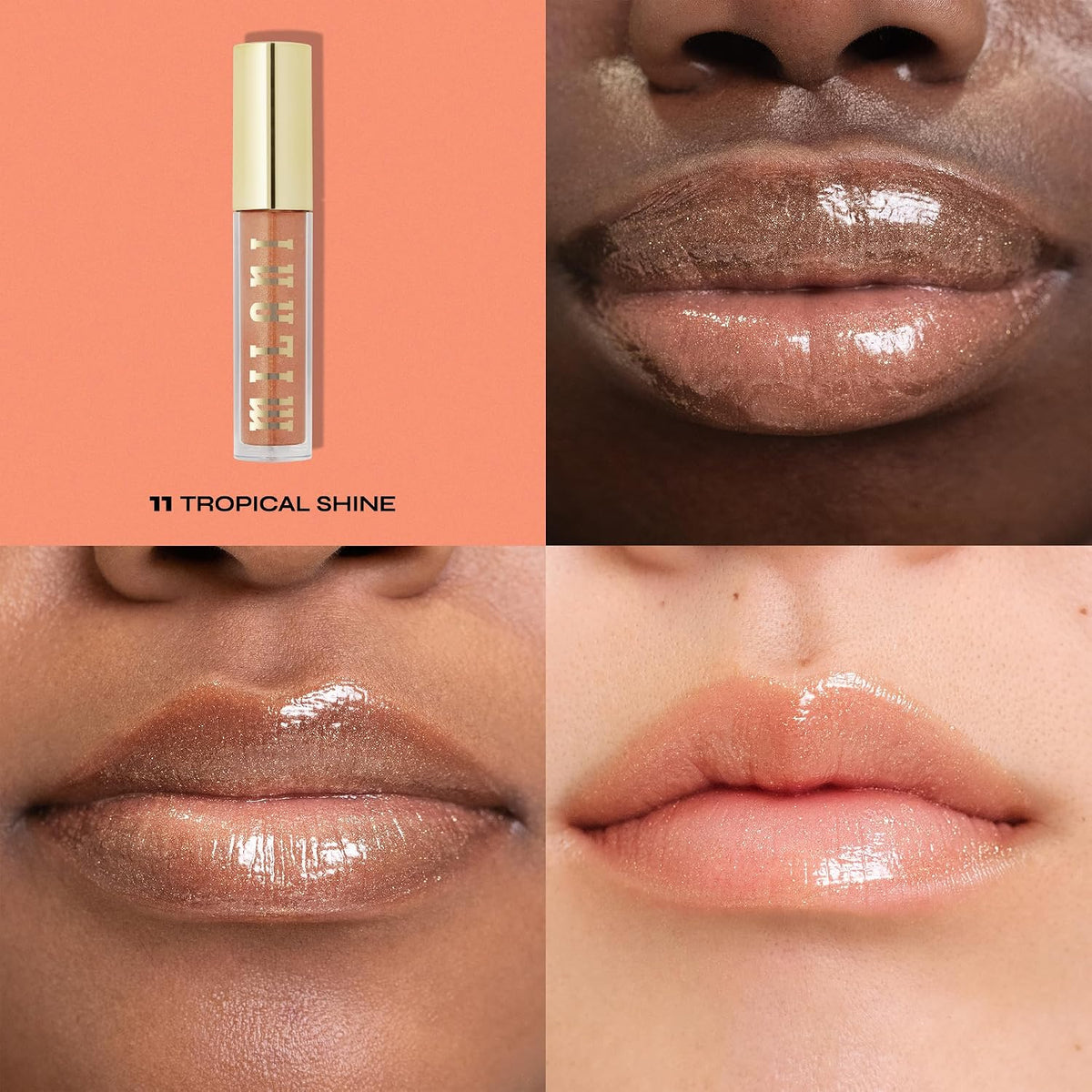 Milani Keep It Full Lip Gloss Tropical Shine applicator wand close up view