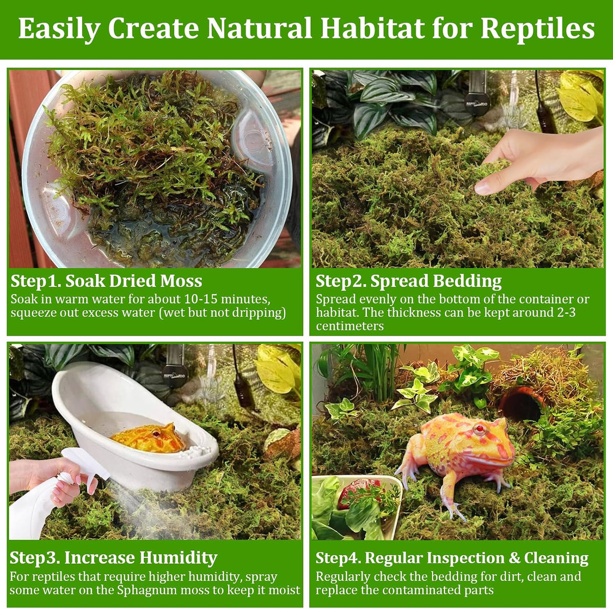 Legigo premium organic peat moss layer for exotic frogs and geckos