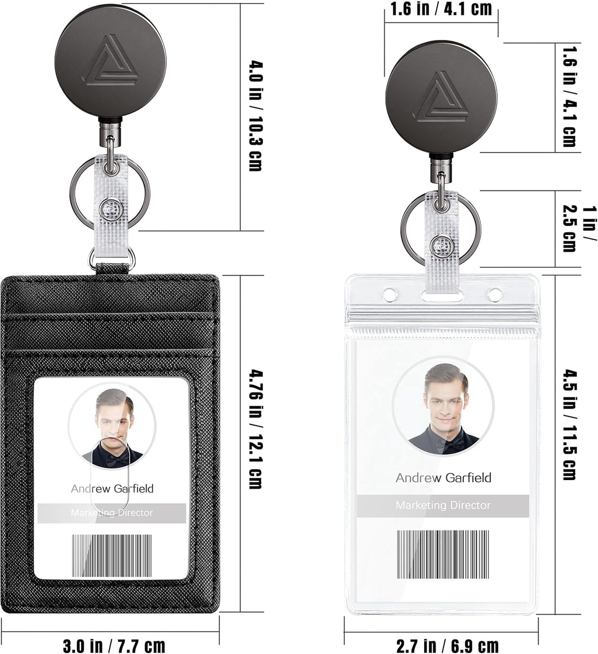 Multi-slot PU leather badge holder included in the combo pack