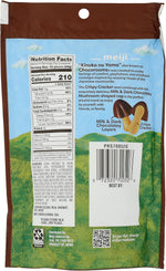 Close up of Meiji Chocorooms chocolate covered mushroom crackers