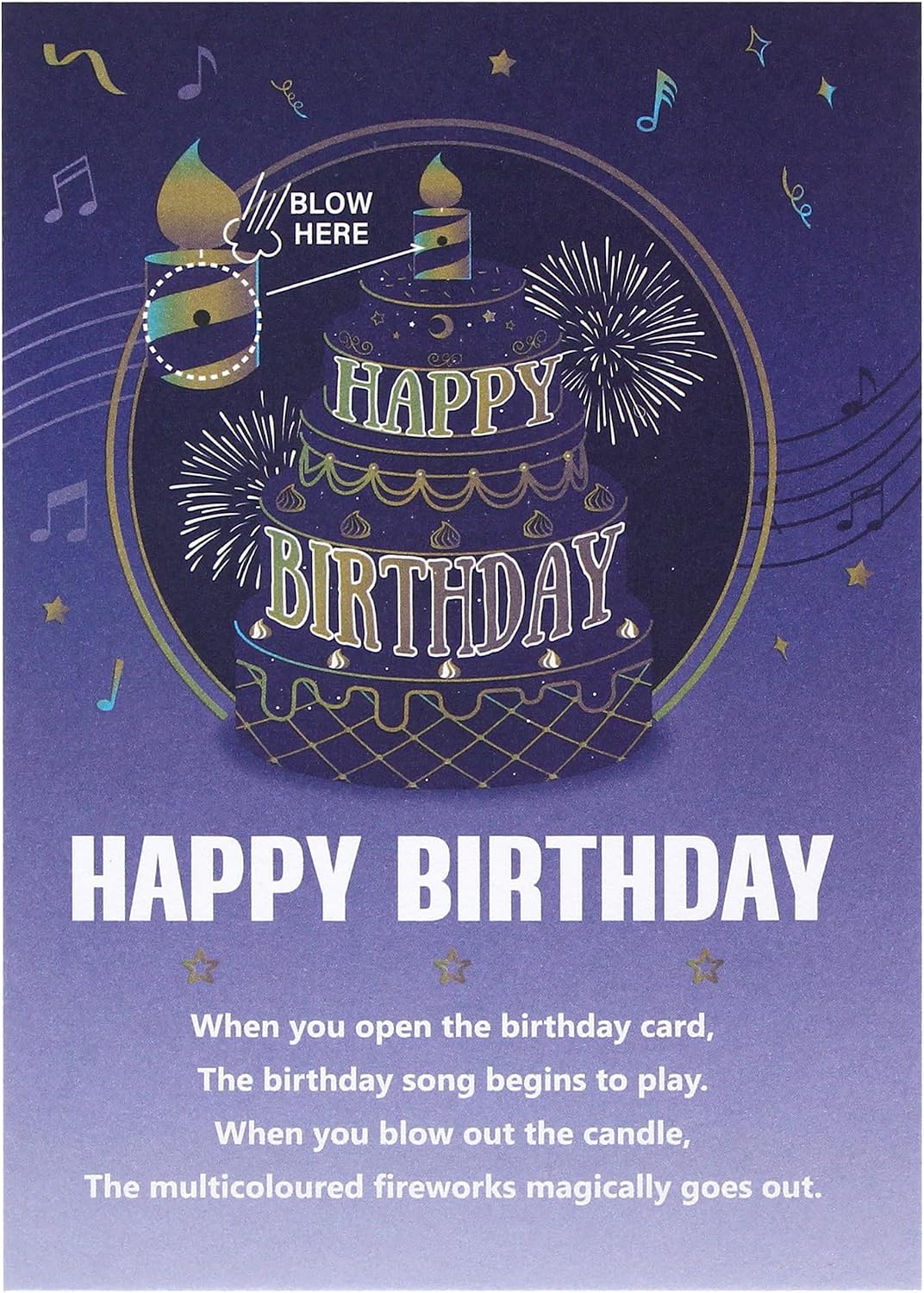 XTF2015 Happy Birthday Cards Fireworks, Pop Up Birthday Card | Lights Music and Sound Fireworks Cake 3D Birthday Cards Gift with Envelope & Note Tag for Women, Men, Kids, Wife, Mom - Image 9