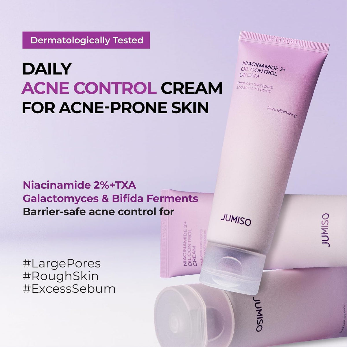 JUMISO Niacinamide 2% Oil Control Moisturizer - Lightweight Water Gel Cream for Oily Acne Prone Skin, Matte Finish, Pore Minimizing, Sebum Balancing with TXA, Hyaluronic Acid, Non-Greasy 2.7 fl oz - Image 2