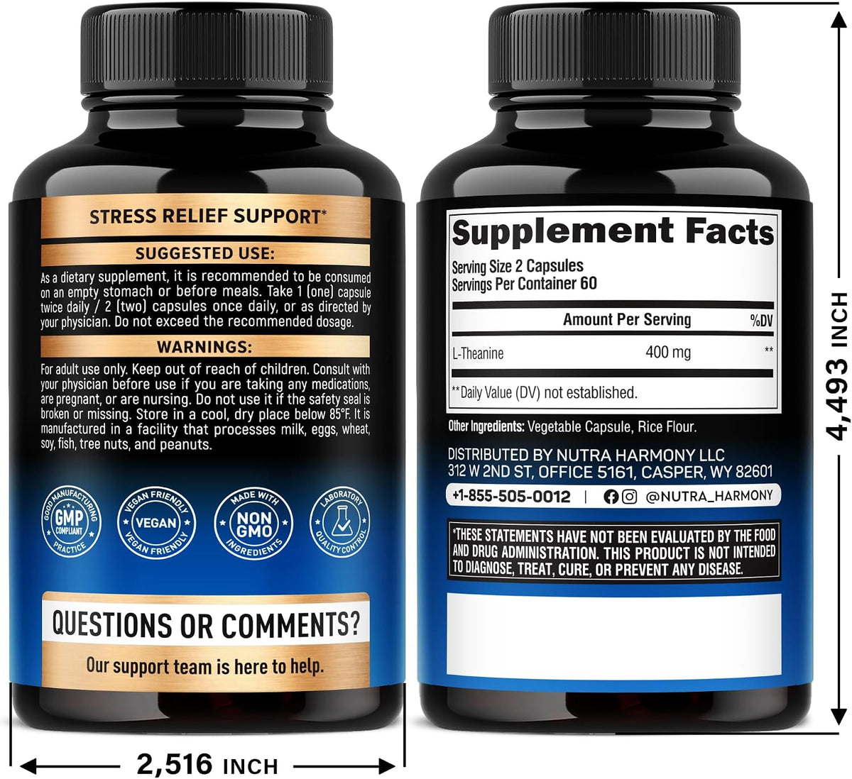 Nutraharmony supplement capsules container nutrition label close up