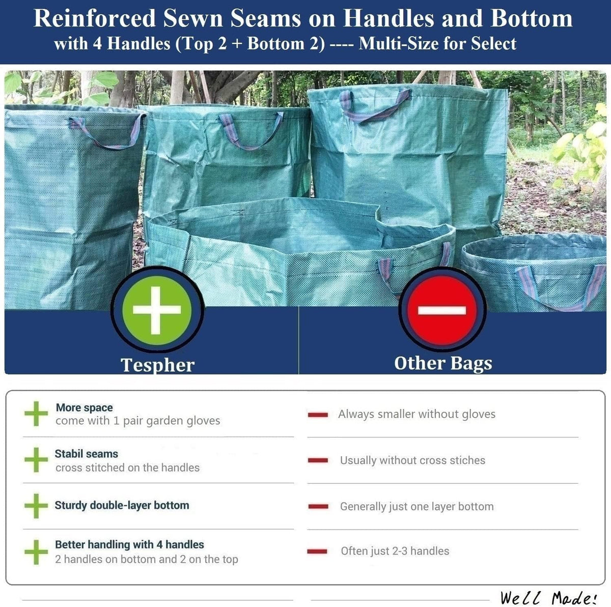 Tespher heavy duty yard bags in use