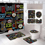 NORBEY 4 Pcs Play Game Shower Curtain Set, Classic Videogames Controller Bath Curtain with Anti-Slip Mat Toilet Cover Carpet Set and 12 Hooks, Black Comic Style Bathroom Decor Set 72 x 72 Inch - Image 13