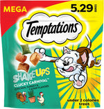 Temptations ShakeUps Clucky Carnival cat treats front view imported pet snacks