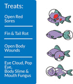 API Melafix fish remedy bottle showing active ingredient details