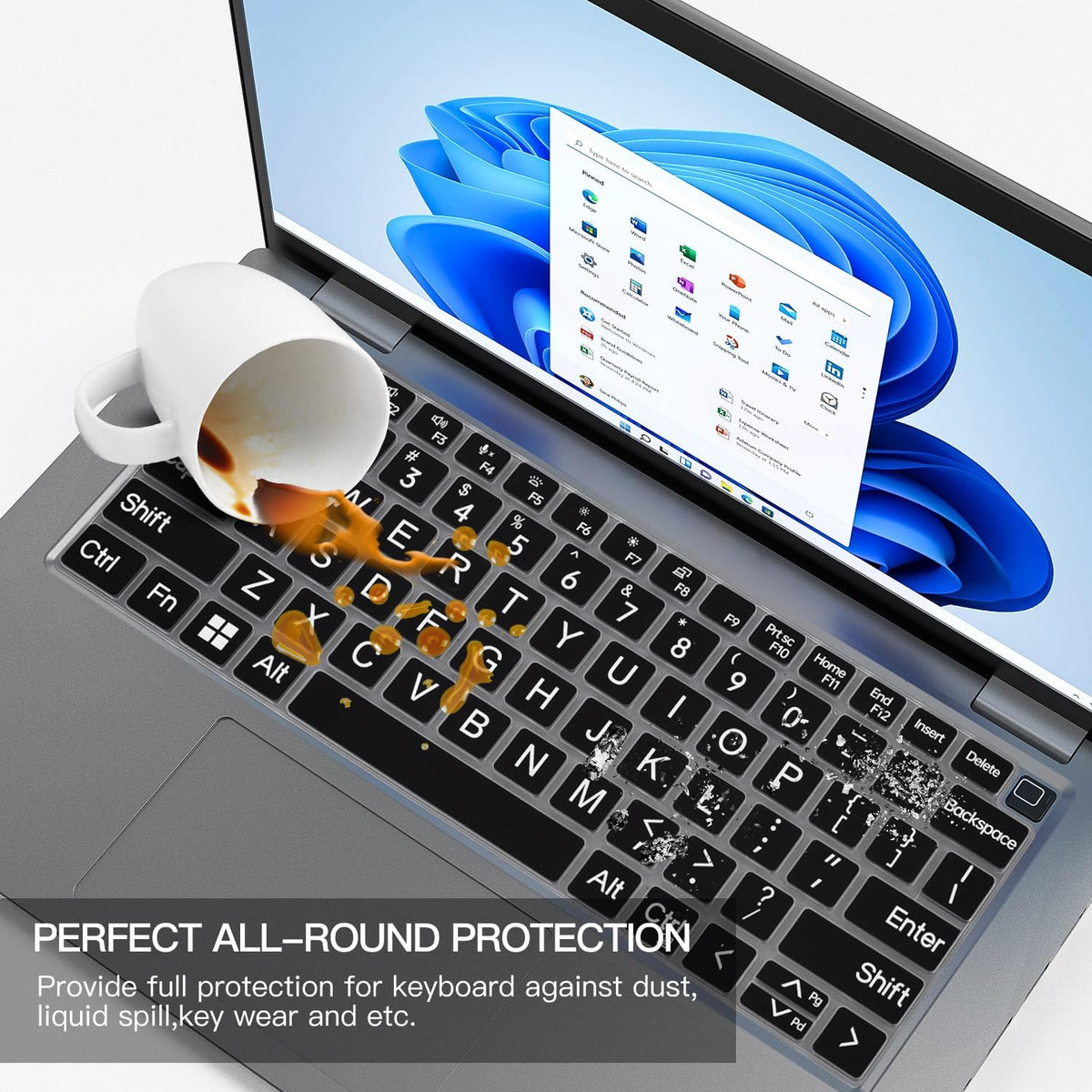 Large Print Keyboard Cover for Dell Latitude 7420 7430 7440 7450 7410 14", Latitude 3440 3450 5450 5440 5420 5430 5431, Latitude 9420 9430 14, Latitude 9510 9520 7520 15" Laptop -Black - Image 7