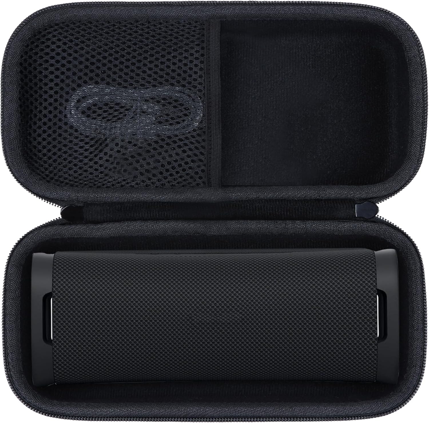 Lebakort hard speaker case front view showing durable black hardshell exterior.