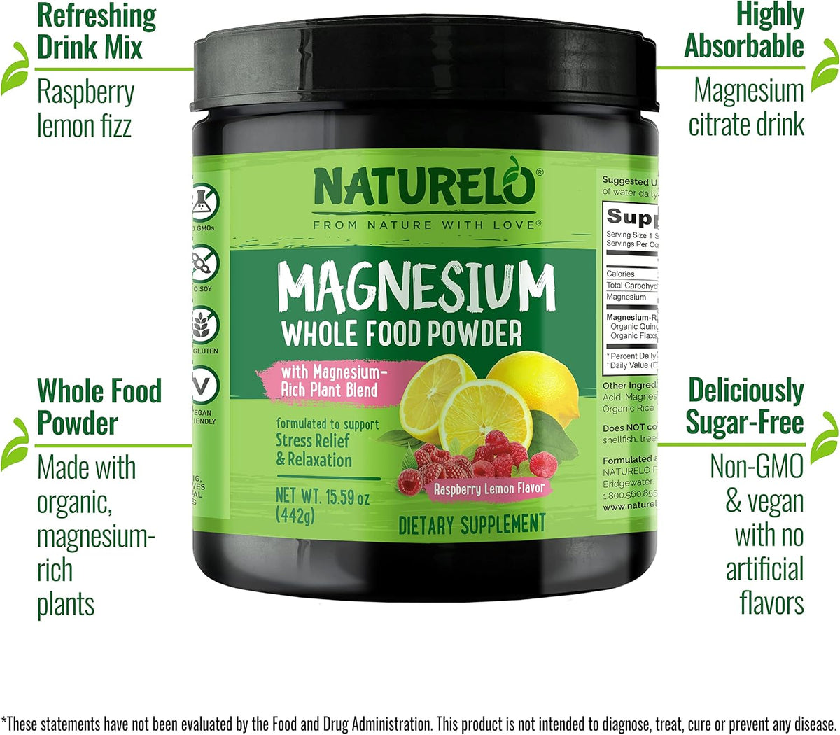 Naturelo whole food supplement nutritional facts label