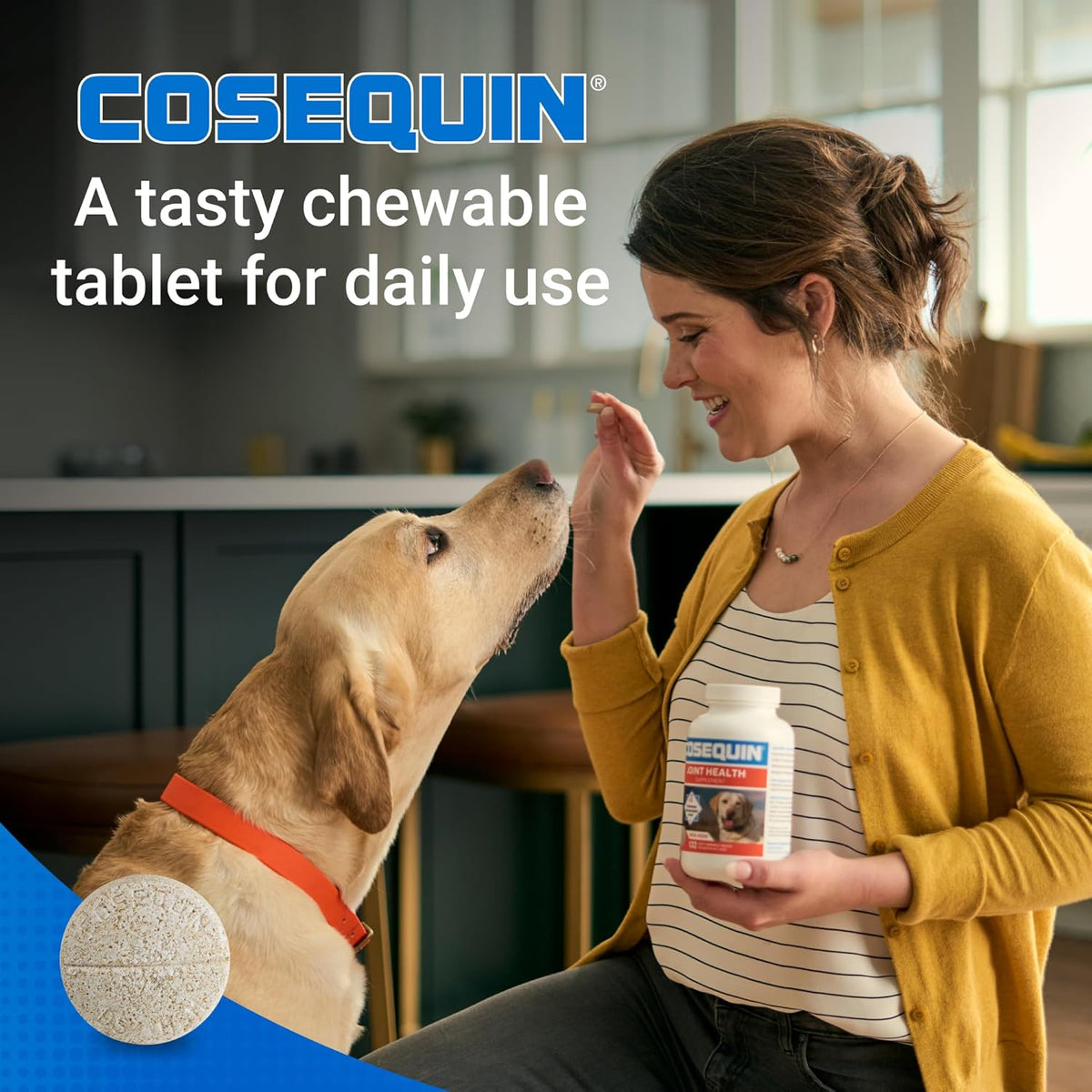 Nutramax Cosequin DS plus MSM for all dog breeds daily dosage chart side view