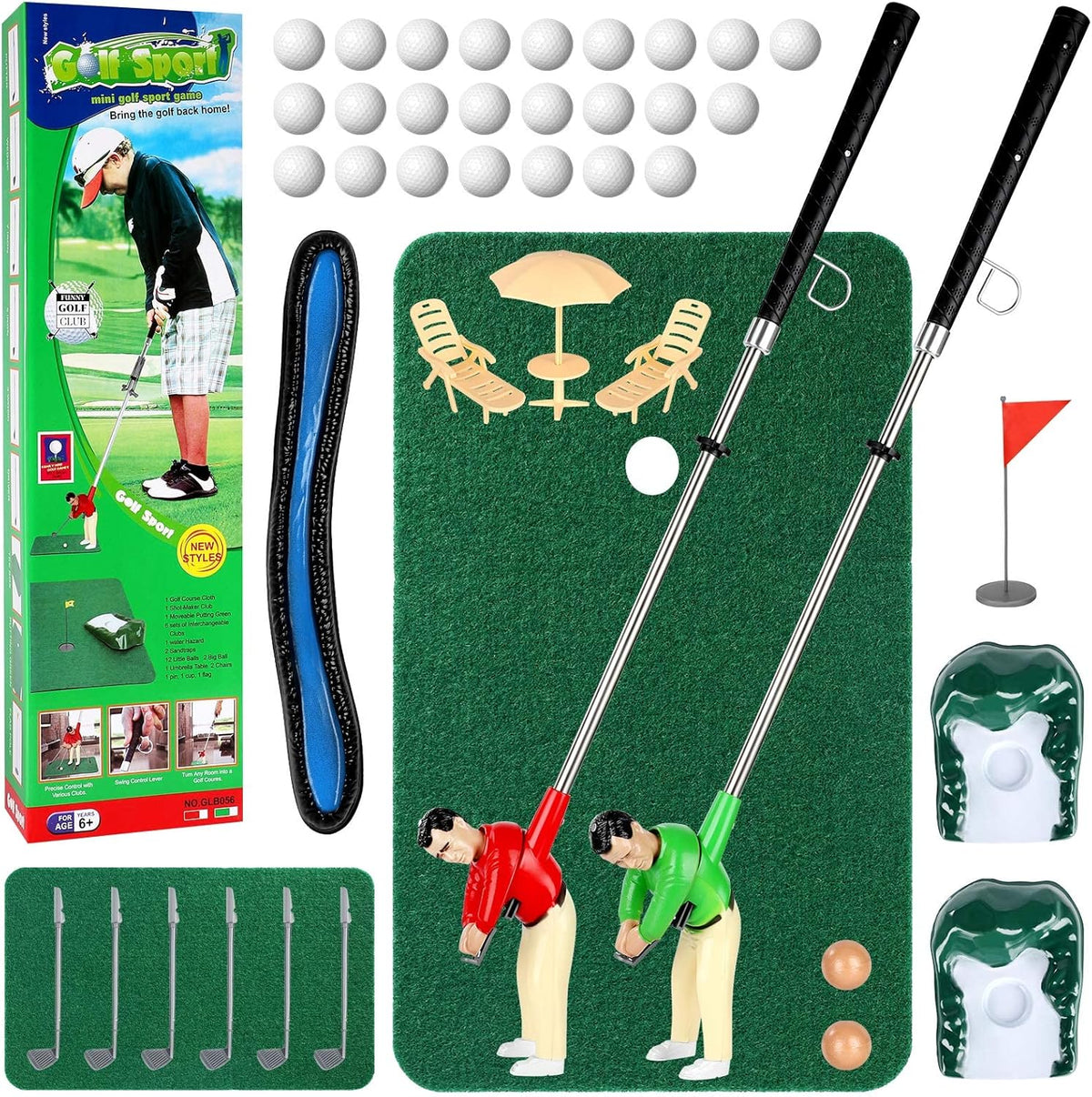 Wassteel mini golf game set with two golfer figures