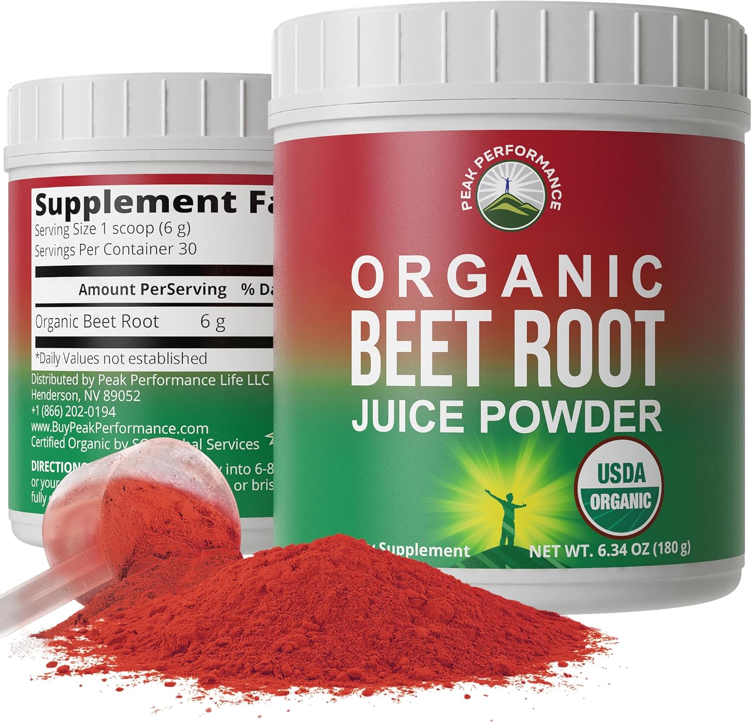 Peak Performance Organic Beet Root Powder front view nitric oxide supplement