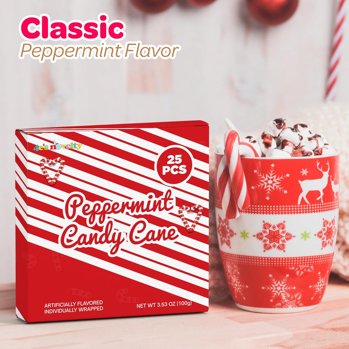 Pack of twenty five mini candy canes product packaging