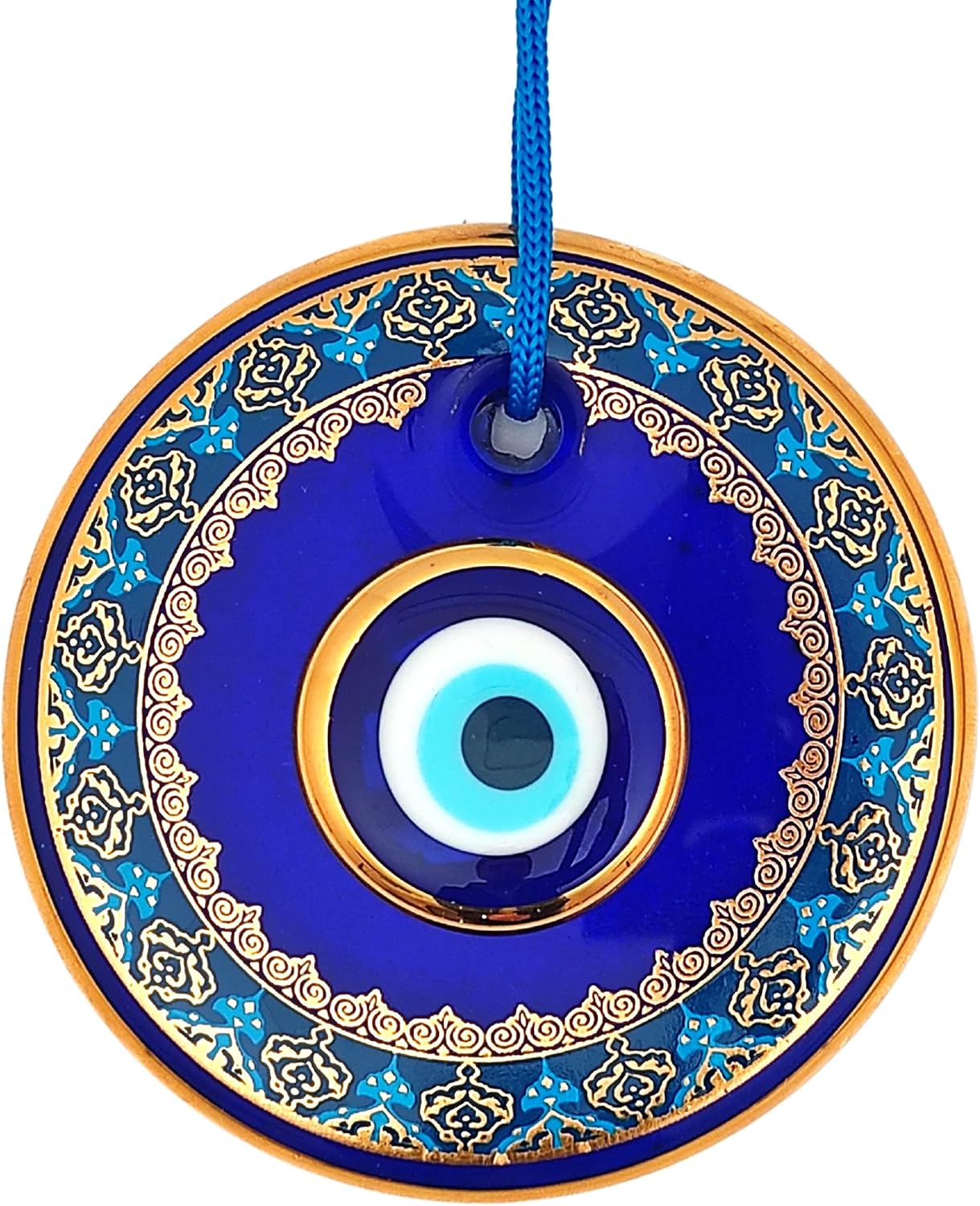 Erbulus glass blue evil eye wall hanging front view ornament